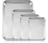 Ensemble Ibzoa® comprenant 4 plaques de cuisson antiadhésives – avec revêtement antiadhésif, résistantes à la chaleur et adaptées pour les biscuits, le pain et la pizza, compatibles avec les fours sta
