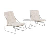 Ensemble jardin 2 fauteuils avec table basse TIXON assise coussin capitonné beige