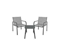 ALTOBUY Ensemble jardin 2 fauteuils avec table basse AZTEK motifs graphiques gris Gris