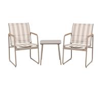 ALTOBUY Ensemble jardin 2 fauteuils avec table basse CALICO motifs rayures moka et crème