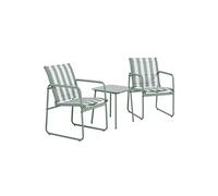 Ensemble jardin 2 fauteuils avec table basse motifs rayures vert et crème - CALICO - ALTOBUY
