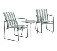 Ensemble jardin 2 fauteuils avec table basse motifs rayures vert et crème - CALICO - ALTOBUY