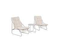 Ensemble jardin 2 fauteuils avec table basse TIXON assise coussin capitonné beige