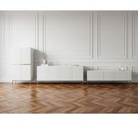 Ensemble KASHA avec Meuble TV 200 cm + Buffet 4 portes 200 cm + Buffet haut 2 portes 100 cm pieds or blanc BOBOCHIC Blanc