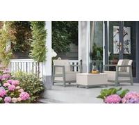 Ensemble Keter Scandi : deux fauteuils + table de rangement, gris-beige