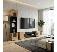 Ensemble Komodee TORINO Finition mate Noir Chêne Wotan 35 x 220 x 172 cm