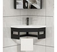 Ensemble lavabo d'angle mural pour salle de bain Smals Slish noir et argenté avec robinet chaud et froid, idéal pour camping-car, vani et toilettes, modèle 10200230