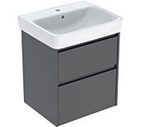 Ensemble lavabo Geberit Renova Plan 504036JK1 avec meuble sous-vasque, façade en lave laquée mate soyeuse, largeur 60 cm