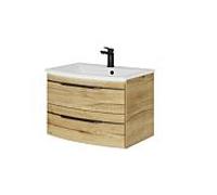 Ensemble lavabo Pelipal Série 7045 SET-167-009 Chêne Halifax pores synchronisés, poignées noires, 71 cm