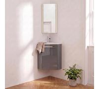 Ensemble lave-mains angle suspendu SKINO avec robinet et armoire d'angle