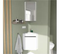 Ensemble lave-mains d'angle SKINO + vasque + armoire de toilette