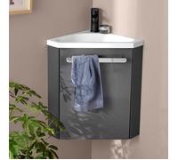 Ensemble lave-mains d'angle suspendu avec robinet noir