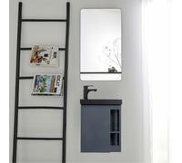 Ensemble lave-mains HAMPTON avec rangement latéral et miroir tablette noire