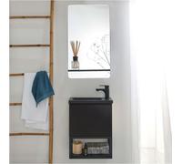 Ensemble lave-mains NOVA métal et bois avec miroir à tablette