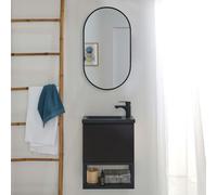 Ensemble lave-mains NOVA métal et bois avec miroir ovale