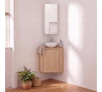 Ensemble lave-mains SORRENTO d'angle avec vasque, robinet et armoire de toilette