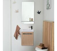 Ensemble lave-mains suspendu NEVADA avec miroir tablette