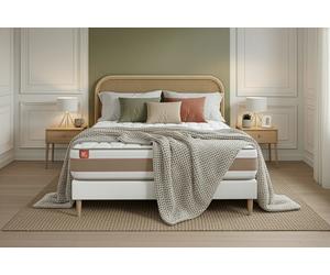 Ensemble LE DLICAT 140 x 190 cm sommier kit Blanc - 26cm - Ressorts ensachs et mmoire de forme - Technologie hybride, fabrication responsable. - Sommier kit Blanc