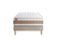 Ensemble LE DLICAT 90 x 190 cm sommier kit Beige - 26cm - Ressorts ensachs et mmoire de forme - Technologie hybride, fabrication responsable. - Sommier kit Beige