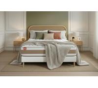 Ensemble LE DLICAT 90 x 200 cm sommier Blanc - 26cm - Ressorts ensachs et mmoire de forme - Technologie hybride, fabrication responsable. - Sommier Tapissier Blanc