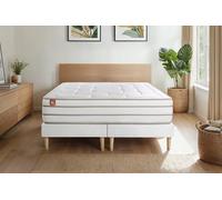 Ensemble LE DOUILLET 200 x 200 cm double sommiers Blanc - 26cm - Mmoire de forme - Matriaux co-responsable - Sommier Tapissier Blanc