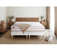 Ensemble LE DOUX 160 x 200 cm double sommiers Blanc - 24cm - Mmoire de forme - Zro transfert de mouvement - Sommier Tapissier Blanc