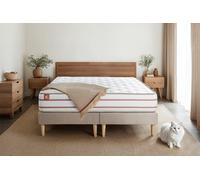 Ensemble LE DOUX 180 x 200 cm double sommiers Beige - 24cm - Mmoire de forme - Zro transfert de mouvement - Sommier Tapissier Beige