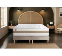 Ensemble LE RAFFIN 160 x 200 cm double sommiers Beige - 26cm - Ressorts ensachs et mmoire de forme - Confort haut de gamme, impact rduit. - Sommier Tapissier Beige