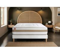Ensemble LE RAFFIN 160 x 200 cm sommier kit Blanc - 26cm - Ressorts ensachs et mmoire de forme - Confort haut de gamme, impact rduit. - Sommier kit Blanc