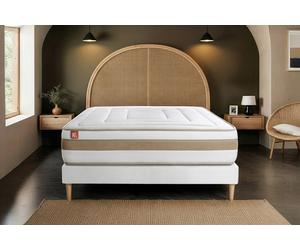 Ensemble LE RAFFIN 200 x 200 cm sommier kit Blanc - 26cm - Ressorts ensachs et mmoire de forme - Confort haut de gamme, impact rduit. - Sommier kit Blanc
