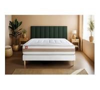 Ensemble LE TENDRE 140x190cm Ressorts ensachés + Mémoire de forme 7 zones de confort - Ep. 28cm + sommier kit Blanc