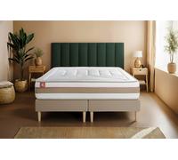 Ensemble LE TENDRE 180 x 200 cm double sommiers Beige - 28cm - Ressorts ensachs et mmoire de forme - Enveloppant - Sommier Tapissier Beige