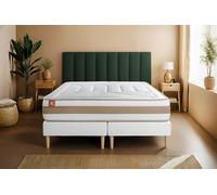 Ensemble LE TENDRE 200 x 200 cm double sommiers Blanc - 28cm - Ressorts ensachs et mmoire de forme - Enveloppant - Sommier Tapissier Blanc