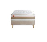 Ensemble LE TENDRE 90 x 200 cm sommier kit Beige - 28cm - Ressorts ensachs et mmoire de forme - Enveloppant - Sommier kit Beige - Avec couette et oreillers