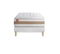 Ensemble LE TENDRE 90 x 200 cm sommier kit Blanc - 28cm - Ressorts ensachs et mmoire de forme - Enveloppant - Sommier kit Blanc - Avec couette et oreillers