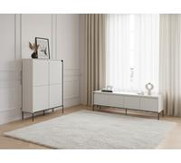 Ensemble LENARA avec buffet haut 100 cm + meuble TV 193 cm avec tasseaux et LED blanc BOBOCHIC Blanc