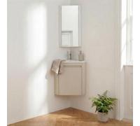 Ensemble LISA lave-mains d'angle suspendu, vasque, robinet et armoire