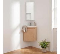 Ensemble LISA lave-mains d'angle suspendu, vasque, robinet et armoire