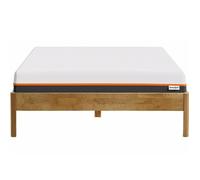 Ensemble lit 140x190 en chêne massif + Matelas mousse gel à mémoire de forme double confort
