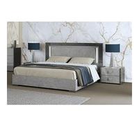 Ensemble Lit 140x190cm avec Leds + 2 Chevets - HYDE - ALTOBUY Gris G