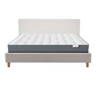Ensemble Lit adulte 140x190 - tête de lit en tissu bou eige - Milo + Matelas mousse
