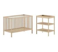 Ensemble Lit BB + Table à Langer en Hêtre Massif Vernis Naturel - ELIOTT - ALTOBUY Bois G
