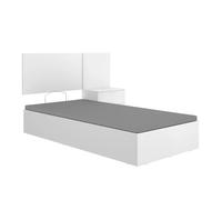 Ensemble Lit coffre 90x190 cm + tête de lit + une table de chevet avec 2 tiroirs