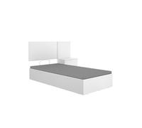 Ensemble Lit coffre 90x190 cm - - + tête de lit + une table de chevet avec 2 tiroirs, coloris blanc - PEGANE -