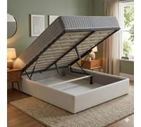 Ensemble Lit Coffre et Matelas 140x200 cm - Couleur : Blanc - Sommier Relevable avec Grand Coffre de Rangement et Vérins Hydrauliques - Matelas Latex Soutien Ferme - Lit Coffre Déhoussable Moderne