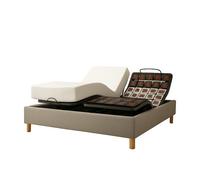 Ensemble lit électrique 160x200 gris - Sommier relaxation à plots + contour bouclette + matelas