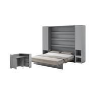 Ensemble lit escamotable SMART et bureau rabattable EASY ouverture à gauche et armoires assorties