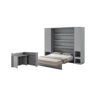 Ensemble lit escamotable SMART et bureau rabattable ENJOY ouverture à gauche et armoires assorties