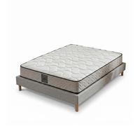 Ensemble lit et matelas - SAMPUR - Cosmos - 180x200 cm - Gris clair - Matelas mémoire de forme 21 cm