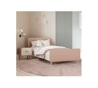 Ensemble Lit et table de chevet SUZIE 90 190 cm Chene Abricot